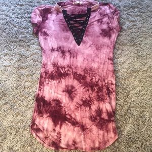 Burgundy tie dye shirt